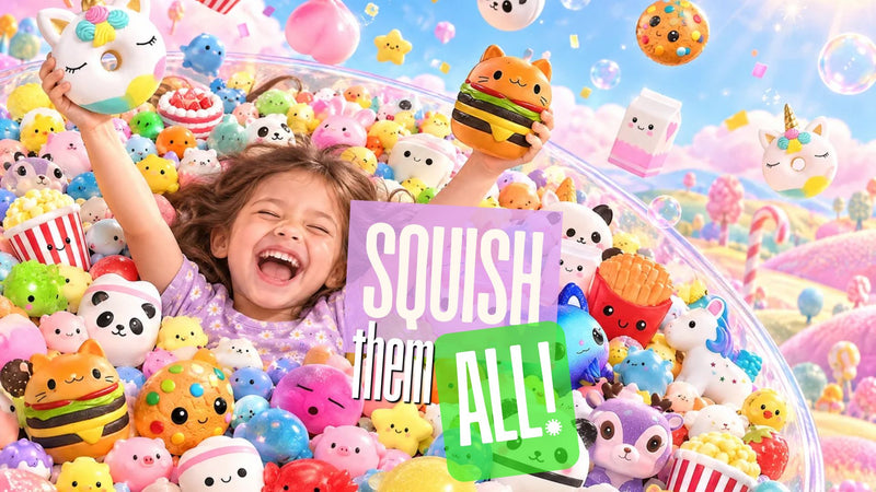 Collection de squishies anti-stress Playland — jouets slow rising pour enfants