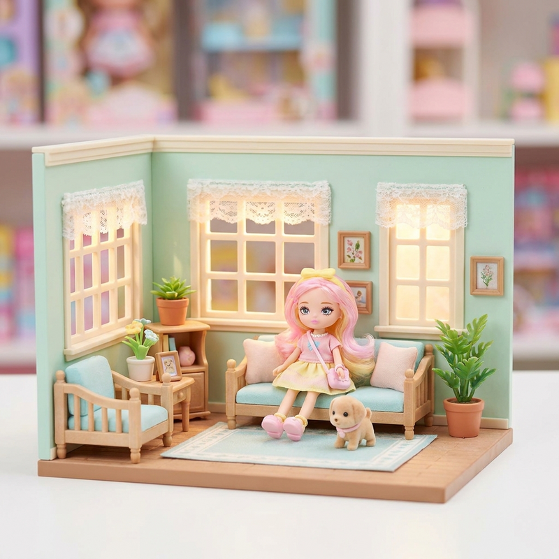 Poupées et univers miniatures — maison de poupée meublée Playland