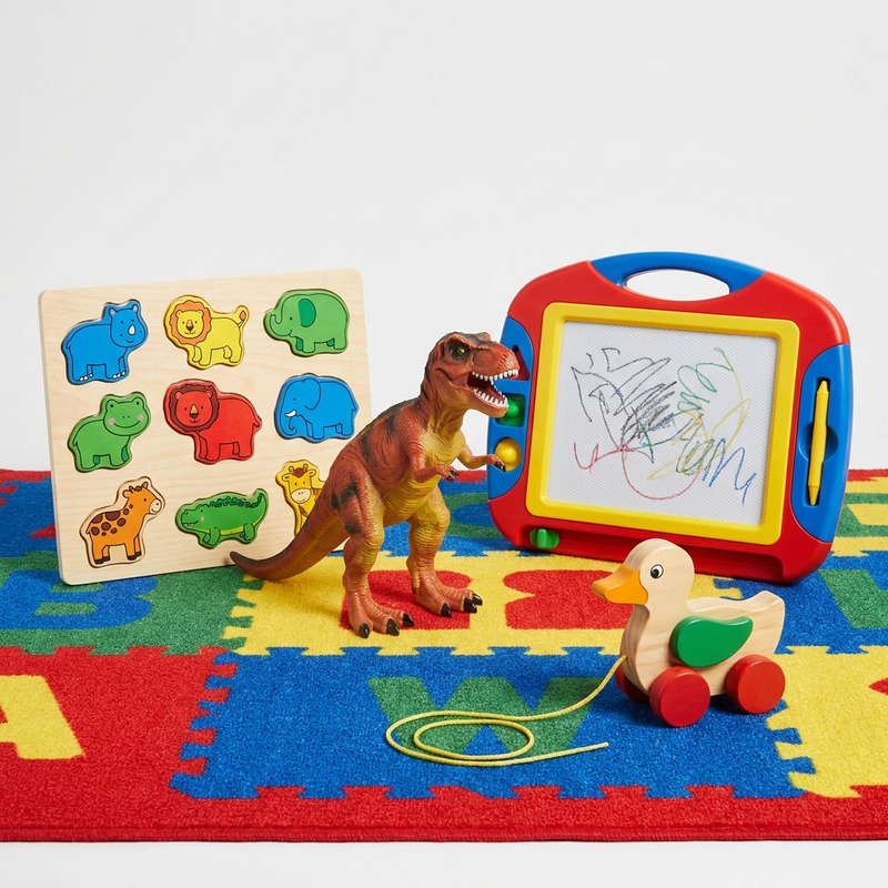 Jouets pour enfants de 3 à 6 ans — dinosaure, puzzle en bois et ardoise Playland