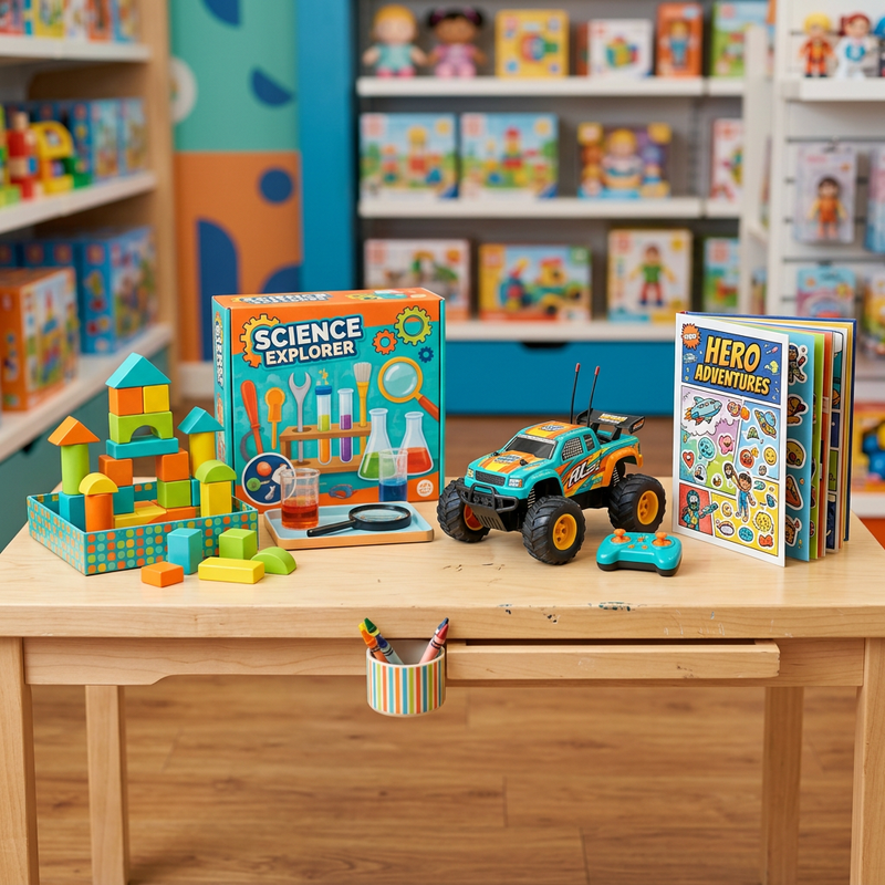 Jouets pour enfants de 6 à 9 ans — kit scientifique, blocs et véhicules Playland